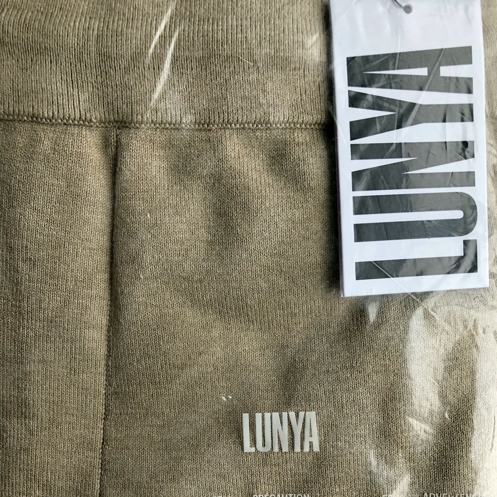 Nwt Lunya Silk And Cotton Soft Green Track Jogger Pants - Picture 5 of 8